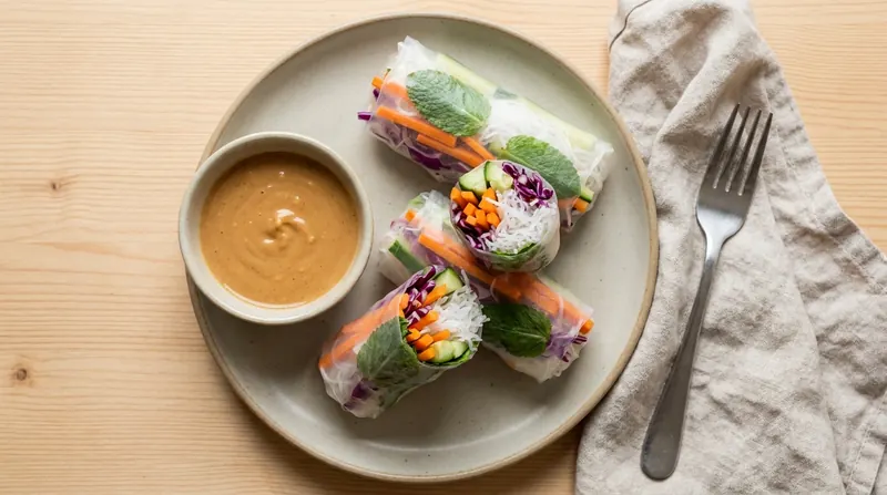 Rainbow rice paper rolls