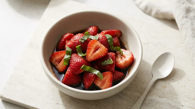 Strawberries with balsamic and basil