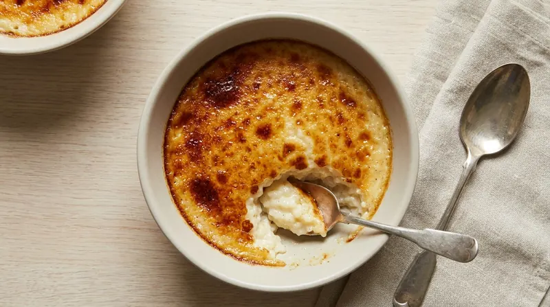 Caramelised baked rice pudding