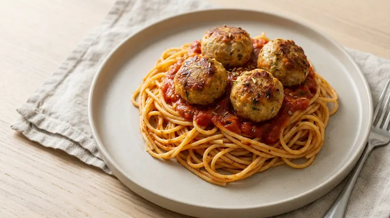 Pork and fennel meatballs with spaghetti